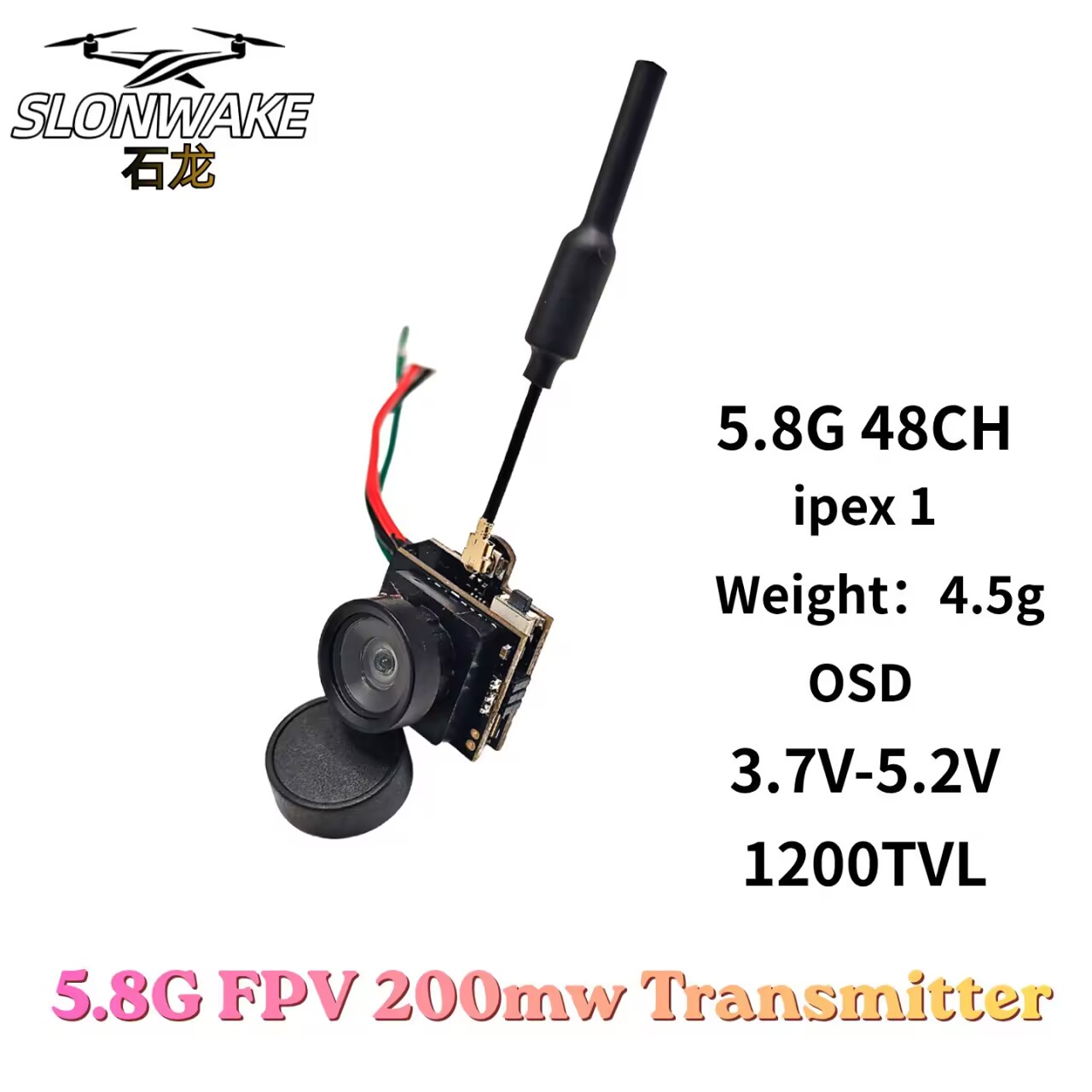 SLONWAKE 5.8G Analog Video Tra - Drone Racing Camera recension och pris